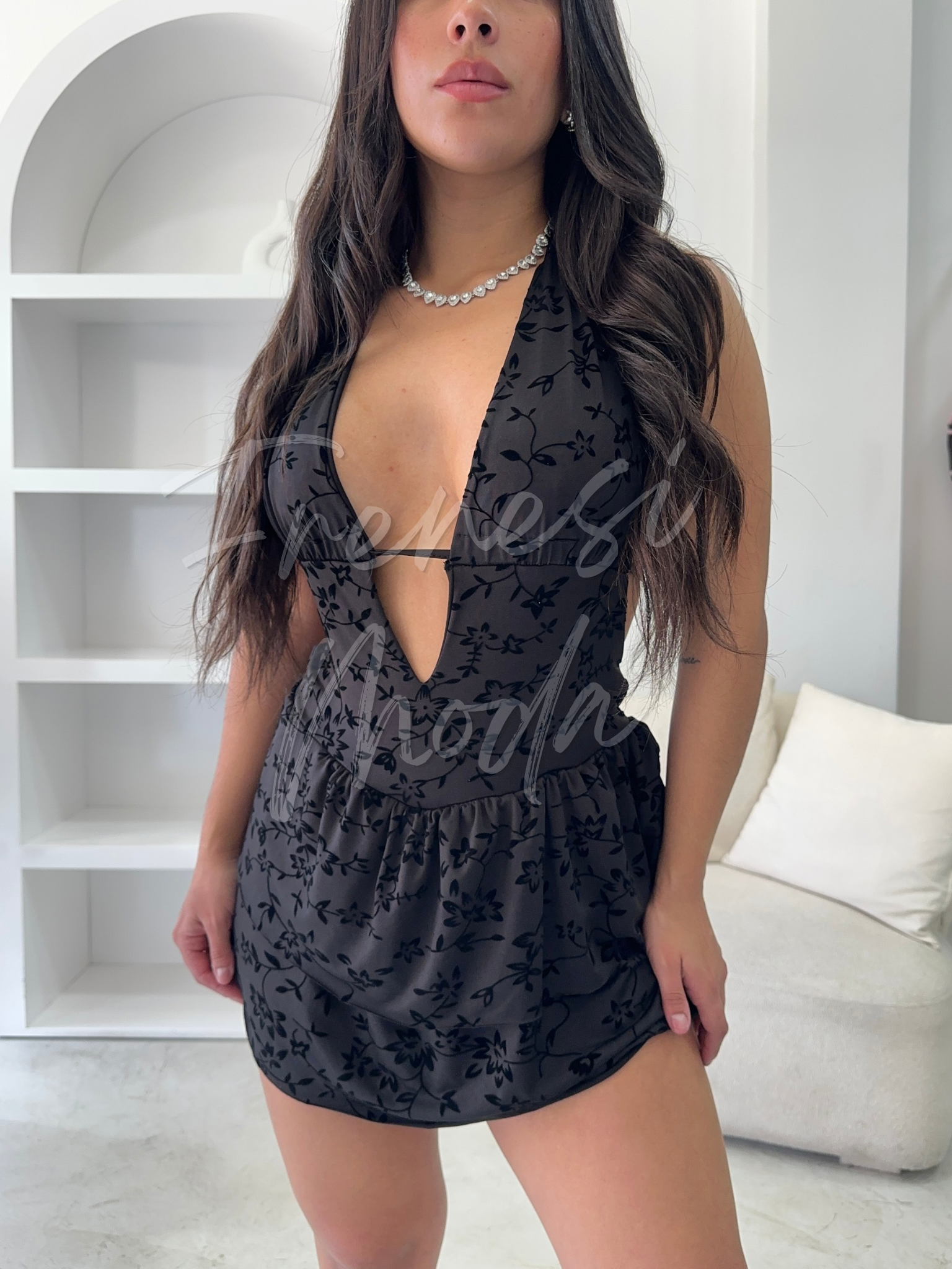 vestido lycra flock